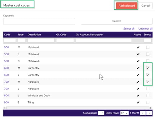 Add master cost code to project replacement-5