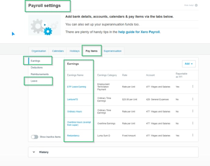 Xero Aus settings 10040-1