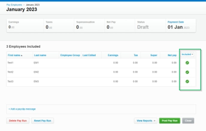 Xero Aus settings select employees 10040-5