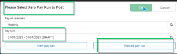 Xero Aus settings select payrun 10040-6