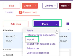 import invoice lines